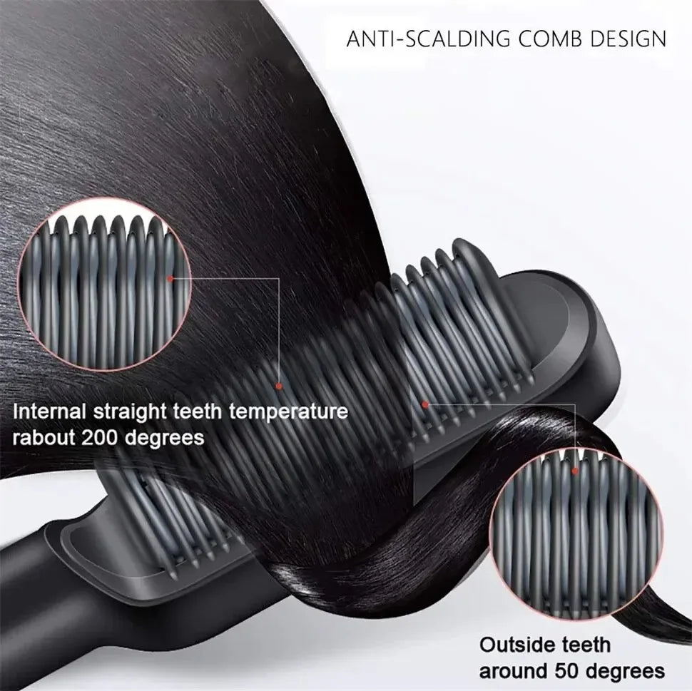 Hair Straightener 3In1 Professional Quick Heated Electric Hot Comb