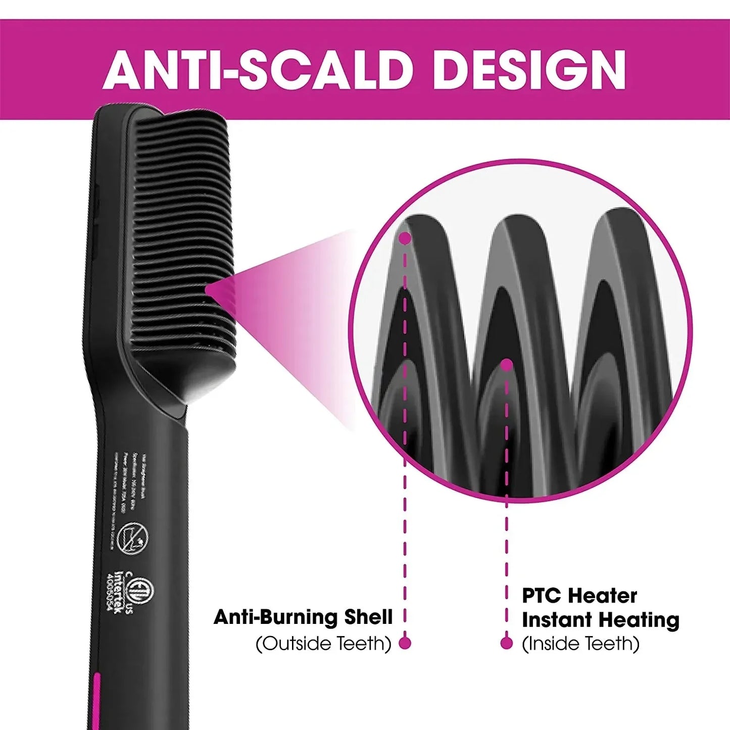 Hair Straightener 3In1 Professional Quick Heated Electric Hot Comb