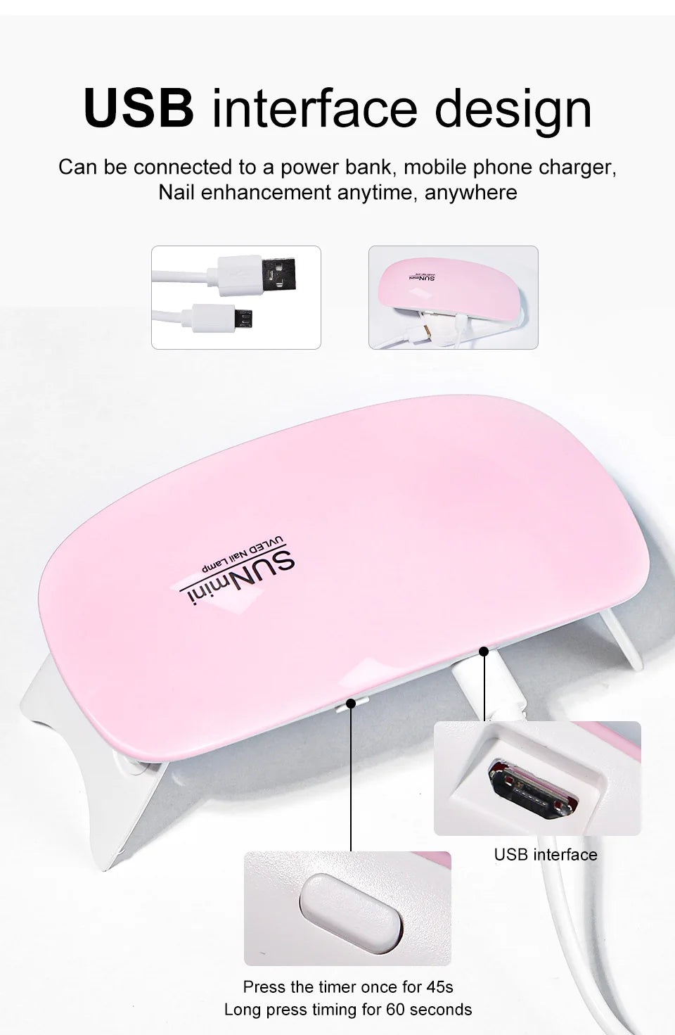 6W Mini Nail Dryer Machine Portable 6 LED UV Manicure Lamp