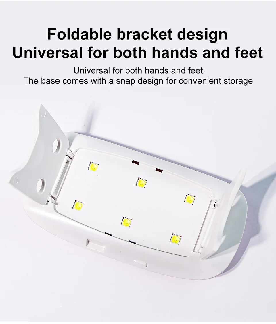 6W Mini Nail Dryer Machine Portable 6 LED UV Manicure Lamp