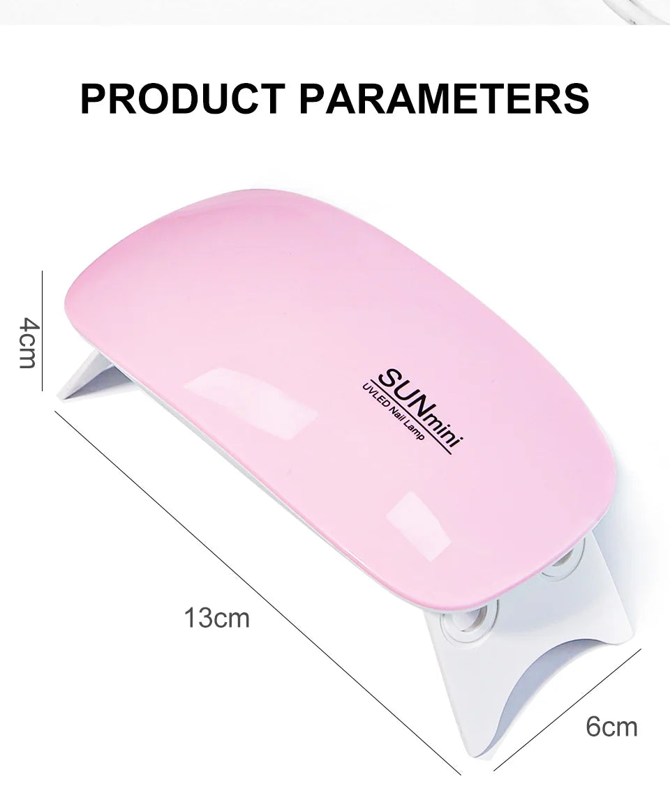 6W Mini Nail Dryer Machine Portable 6 LED UV Manicure Lamp